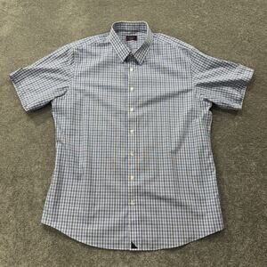 UNTUCKit Dante Wrinkle Free Blue Check Short Sleeve Button Down Shirt XL Tall